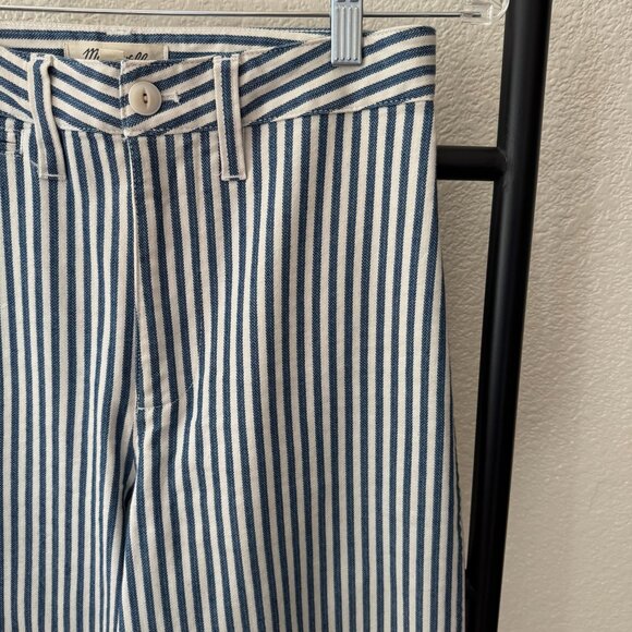 Madewell Tall Emmett Wide-Leg Crop Pants in Herringbone Railroad Stripe Size 26T - Picture 5 of 7